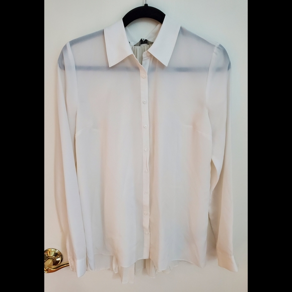 sheer white button up